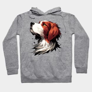 Stunning and Cool Irish Red and White Setter Monochrome and Gold Portrait for Father's Day Hoodie